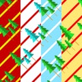 Set of four patterns with trees and christmas motif